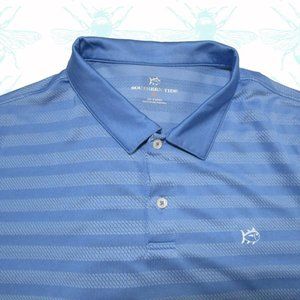 SOUTHERN TIDE PERFORMANCE Blue Striped Short Sleeve Strech Polo Shirt Men's -XL
